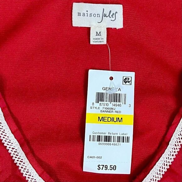 New! NWT Maison Jules V-neck Printed Flutter Dress Medium - Picture 10 of 13